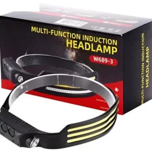 Multi-Function Induction Headlamp W689-3 with smart sensor technology and multiple lighting modes for hands-free illumination.