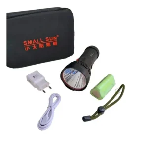 "Torch Small Sun Flashlight with fabric black case for everyday use."