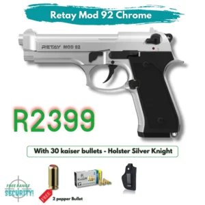 Retay Mod 92 Chrome Blank Gun Combo